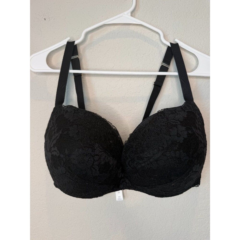 Cacique Black Lace Push Up Bra Size 42D